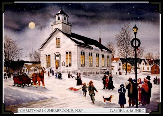 Christmas in Sherbrooke Nova Scotia - painting by Daniel A Munro